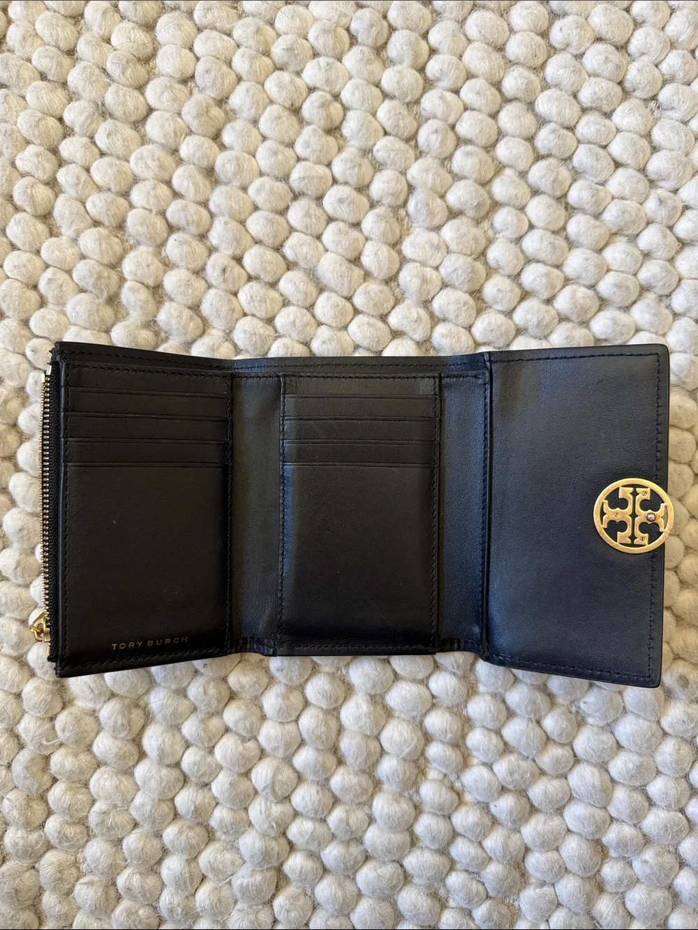 Tory Burch Medium Miller Trifold Leather Wallet, Black